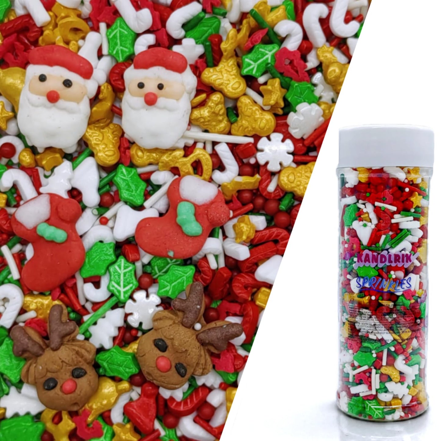 Christmas Sprinkles Santa Claus & Deer & Christmas stocking Cake Decorations Topper Edible Themed Sprinkles For Gingerbread Hous