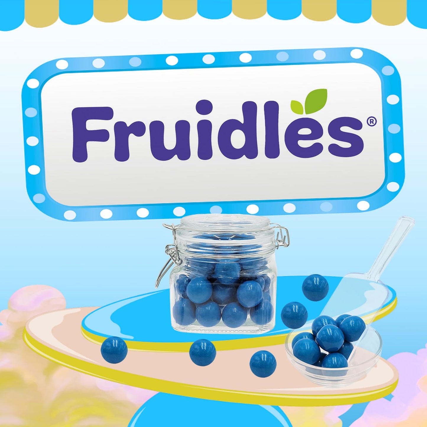Fruidles Blueberry Smoothie Chewing Gum Balls, Kosher Certified, 2 Pounds, Purple