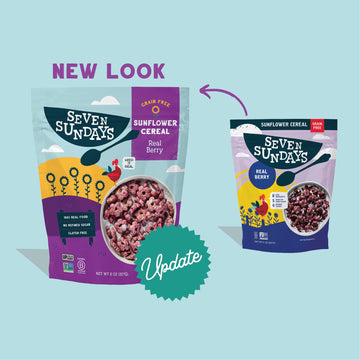 Seven Sundays Sunflower Cereal, Real Berry, 8 Oz Bag (Pack of 6), Grain & Gluten Free, 5g Upcycled Protein, 0g Refined Sugar, Cr