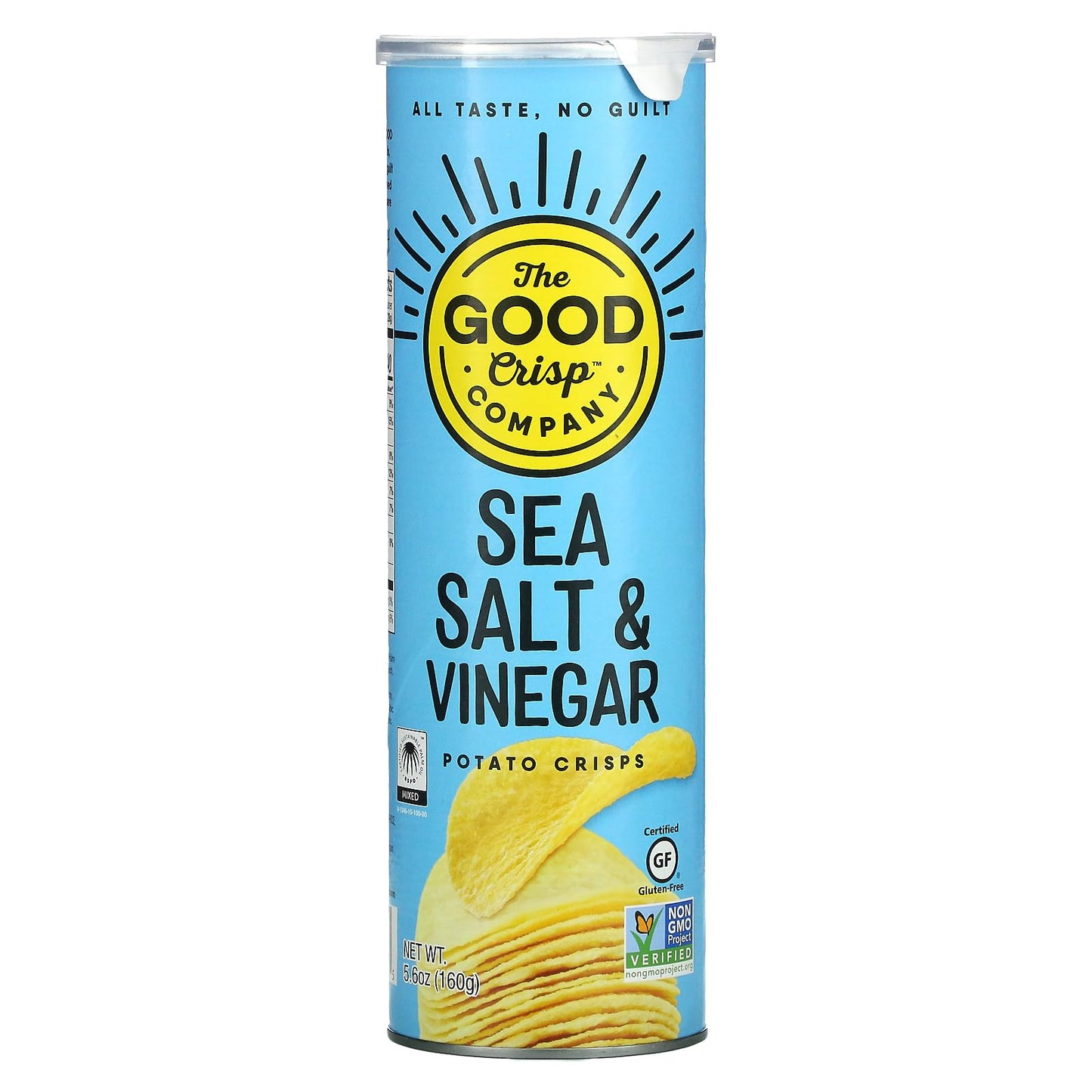 The Good Crisp Company, Salt And Vinegar, Gluten Free Potato Chips (5.6 Ounce Canisters, Pack Of 8), Non-Gmo, Allergen Friendly,