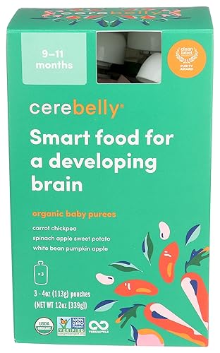Cerebelly Organic 10-11 Months Variety Pack Baby Purees 3 Count, 4 Oz