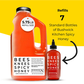 Bees Knees Spicy Hot Honey Bulk Bottle, Raw Honey for Tea, Sweet with a Kick, Infused with Habanero Peppers & Made in the USA, P