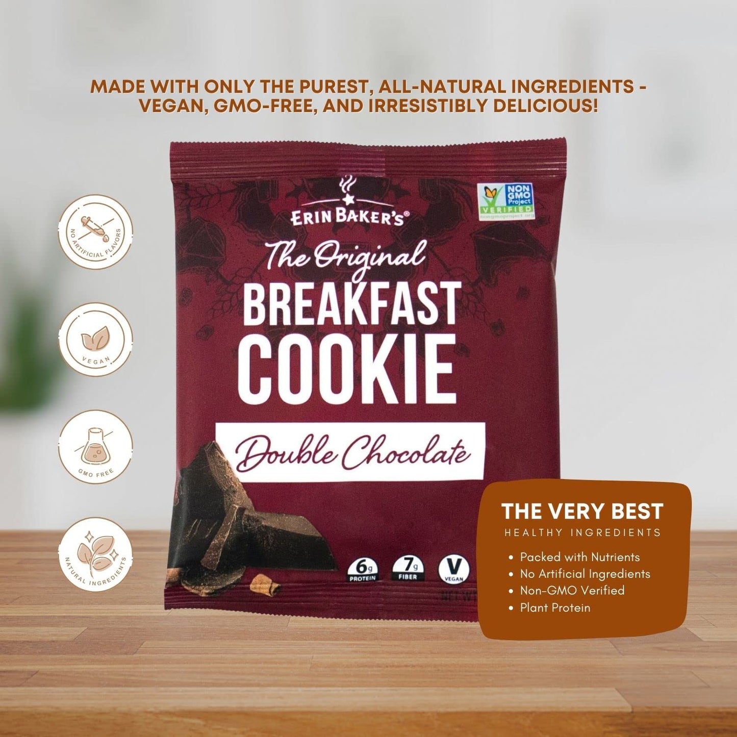 Erin Baker'S Breakfast Cookies, Double Chocolate, Whole Grain, Non-Gmo, 3 Ounce (Pack Of 12)