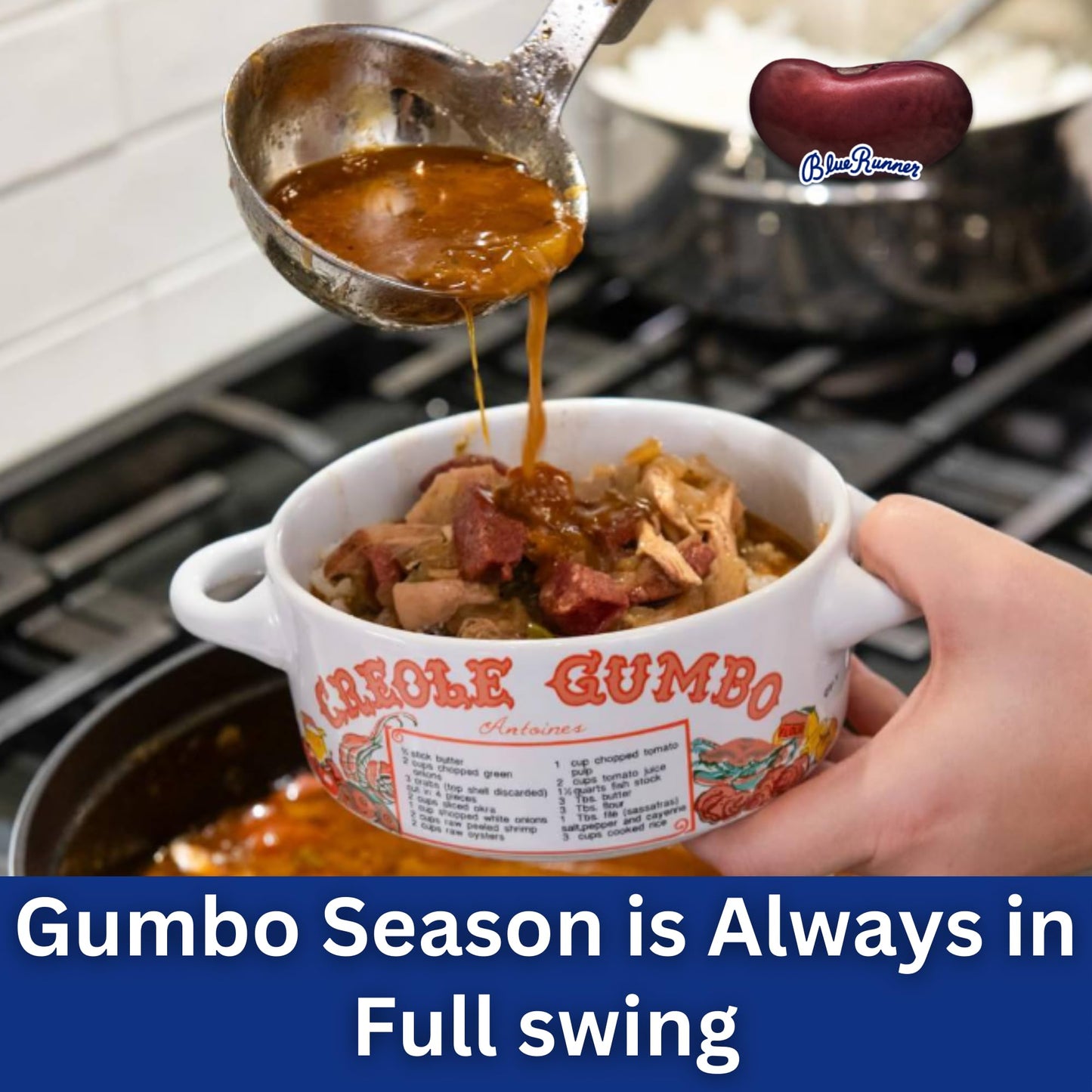 Blue Runner Gumbo Creole Base (Pack Of 3) Traditional Louisiana Chicken And Sausage Gumbo Base - Quick And Delicious Meal Soluti