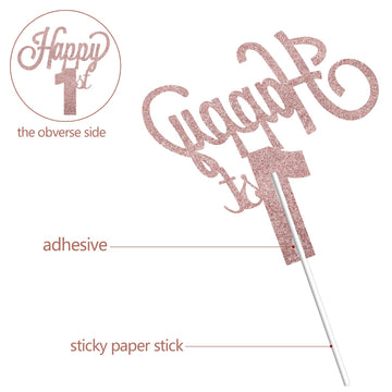 Lingteer Happy 1St Birthday Cake Topper - Cheers To 1St Birthday First Year Old Birthday Party Cake Decorations Sign.