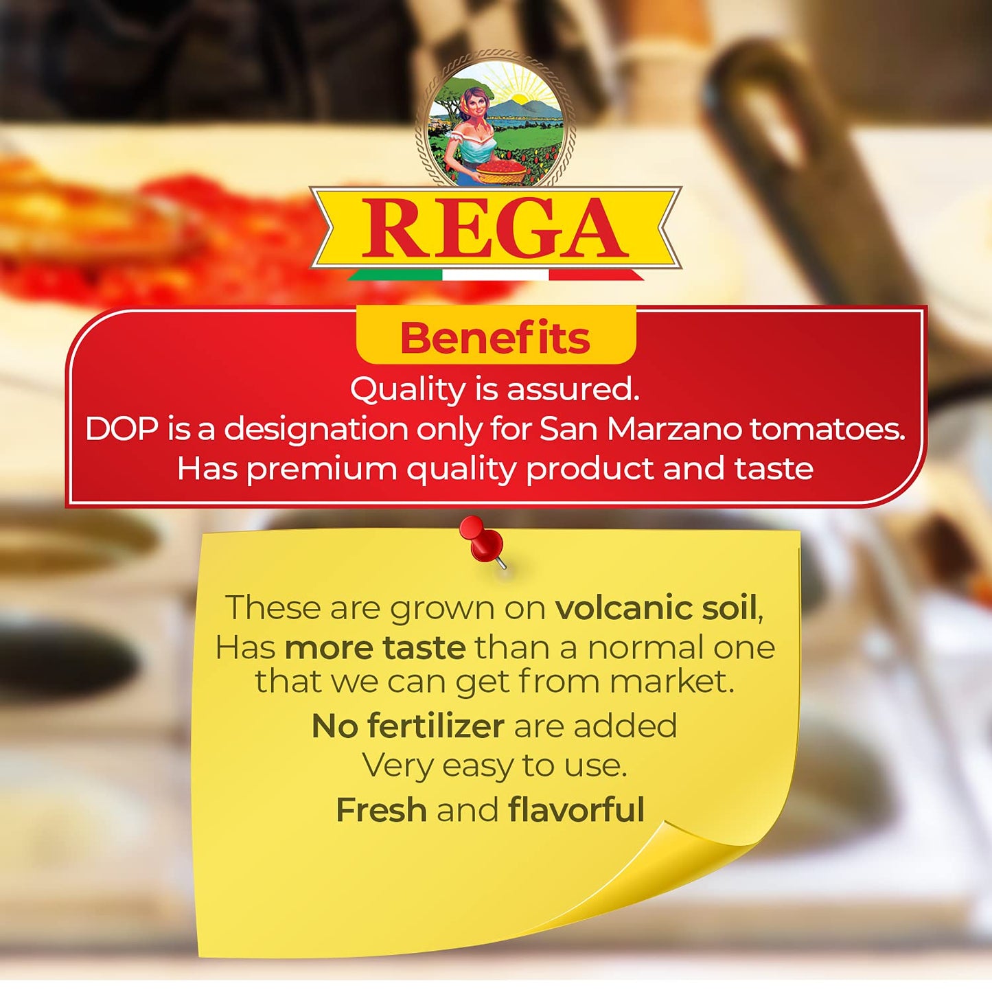 Rega San Marzano DOP Tomato Pack of 4 (28 Oz / 1 Lb 12 Oz Each), Imported From Italy