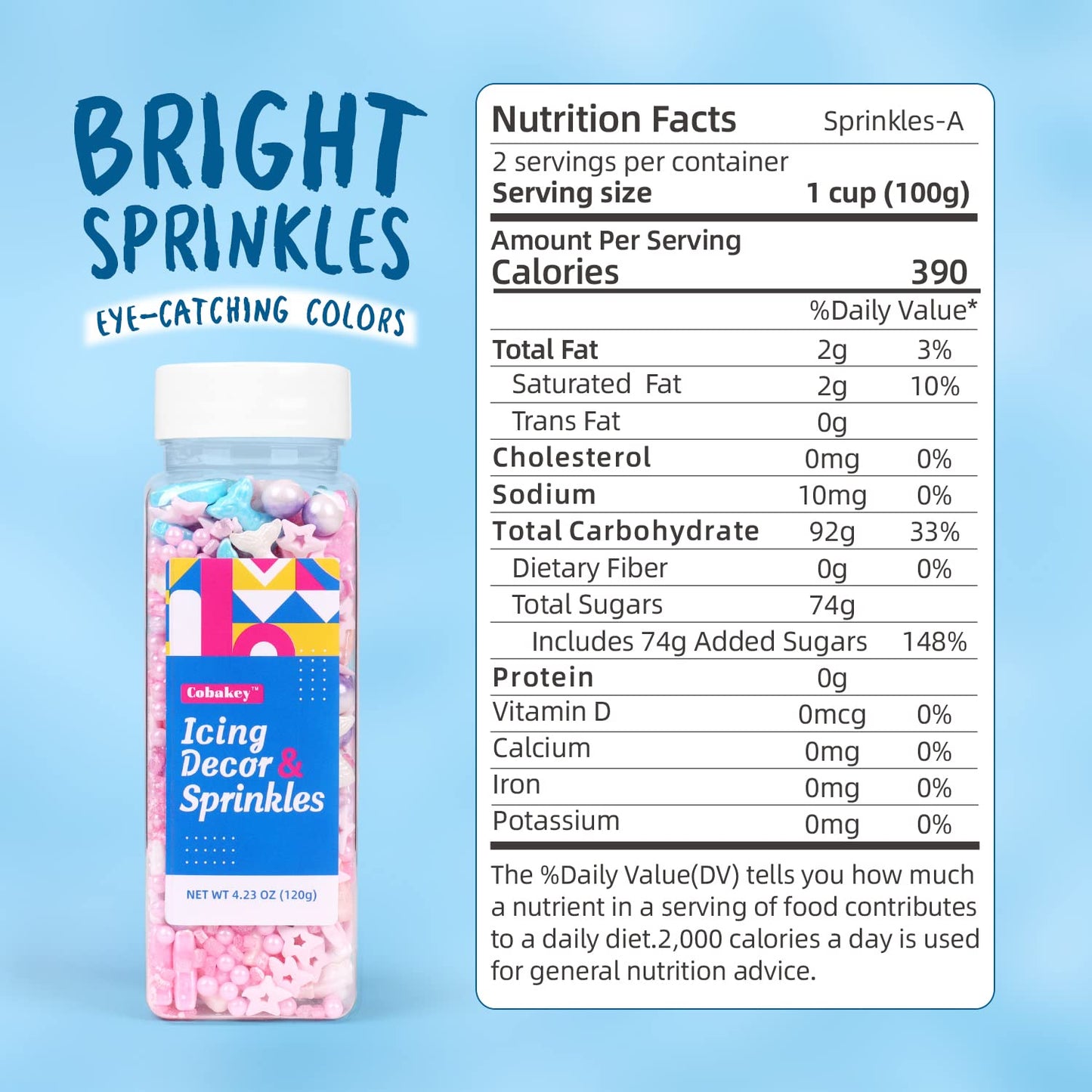 Mermaid Sprinkles For Cake Decorating 4.2 Ounce Edible Sprinkles For Cookie Decorating, Cupcake Topper, Ice Cream, Candy, Chocol