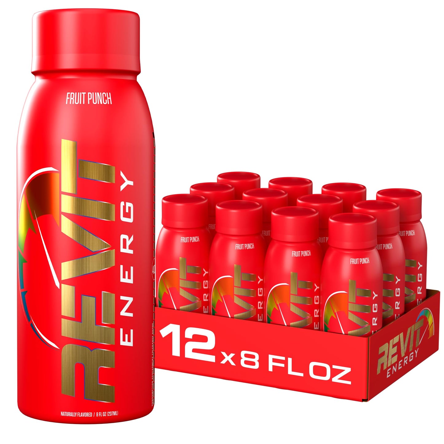 Steel Supplements Energy Drink Fruit Punch 8oz (12-Pack) | 300mg Caffeine, Sugar-Free, Resealable Cap