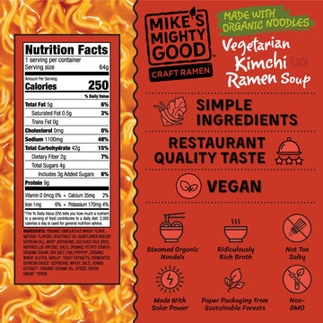 Mike'S Mighty Good Craft Ramen Vegetarian Kimchi Soup - Instant Ramen Noodles - Organic Instant Noodles - Vegan Ramen Soup - 2.3