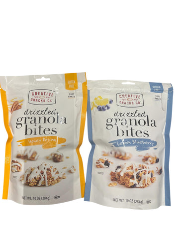 Springtime Granola creative snacks Lemon Blueberry Drizzled and Honey Pecan Granola Bites Gluten Free 10 Oz Each (2 bags total)
