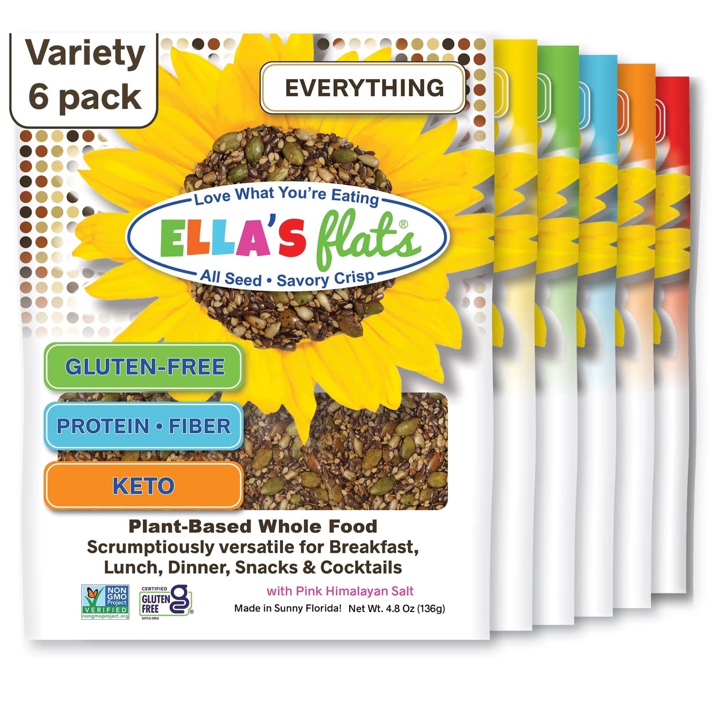 ELLAS FLATS All Seed Savory Crisps - Gluten Free, Sugar Free, High Fiber Chip, Low Carb Snack, Keto Cracker, Vegan, Paleo, Diet