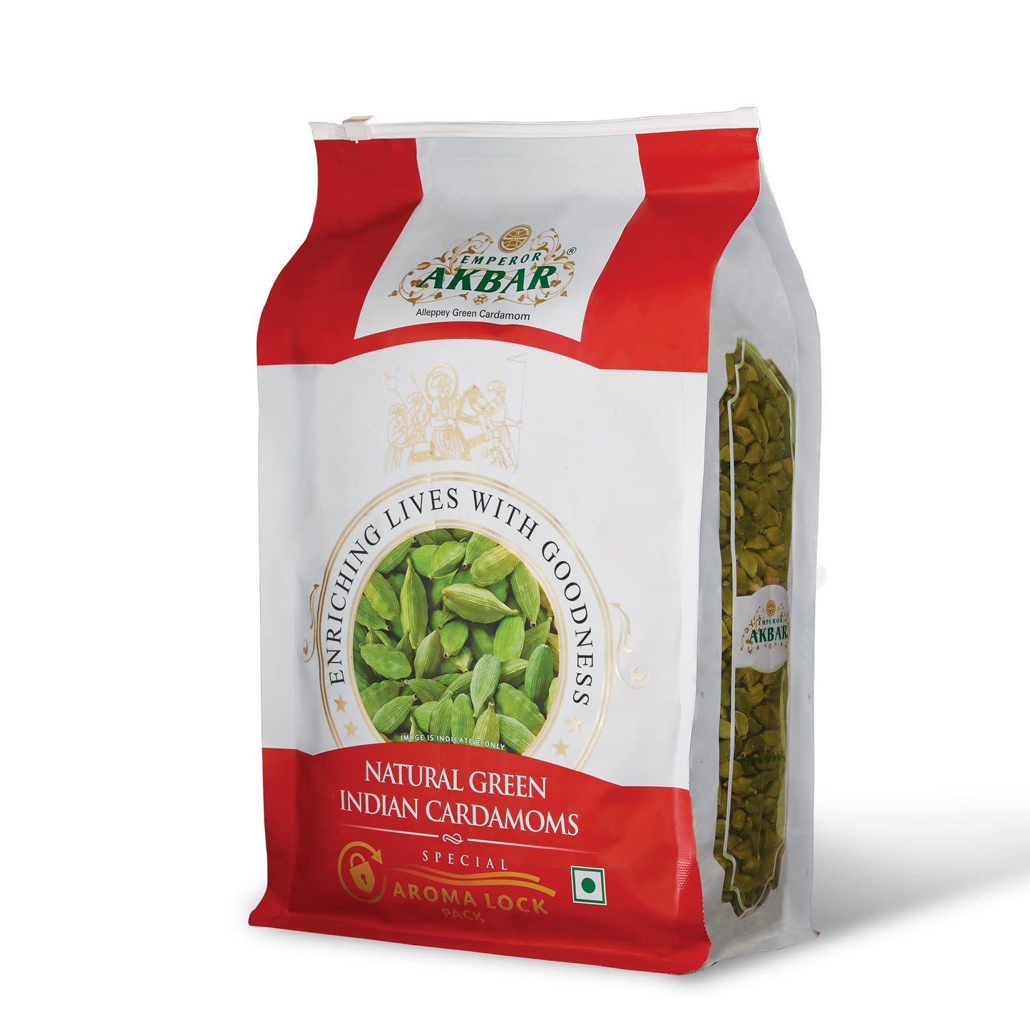 Emperor Akbar Cardamom (Elaichi)- 1Kg - Green Cardamom In Superior Aroma-Lock Pack (Red Grade - 6 To 7Mm)