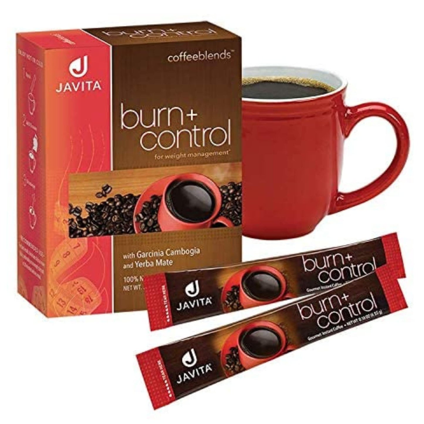 Javita Burn + Control Instant Coffee w Weight Management Herbs: Garcinia Cambogia & Yerba Mate. Slimming Coffee with Help of Exe