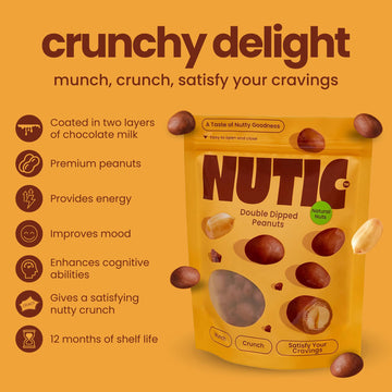 Nutic Double Dipped Milk Chocolate Covered Peanuts - 2Lb, Roasted Crunch, Two Layers Of Milk Chocolate, Melts On Tongue, Ideal F