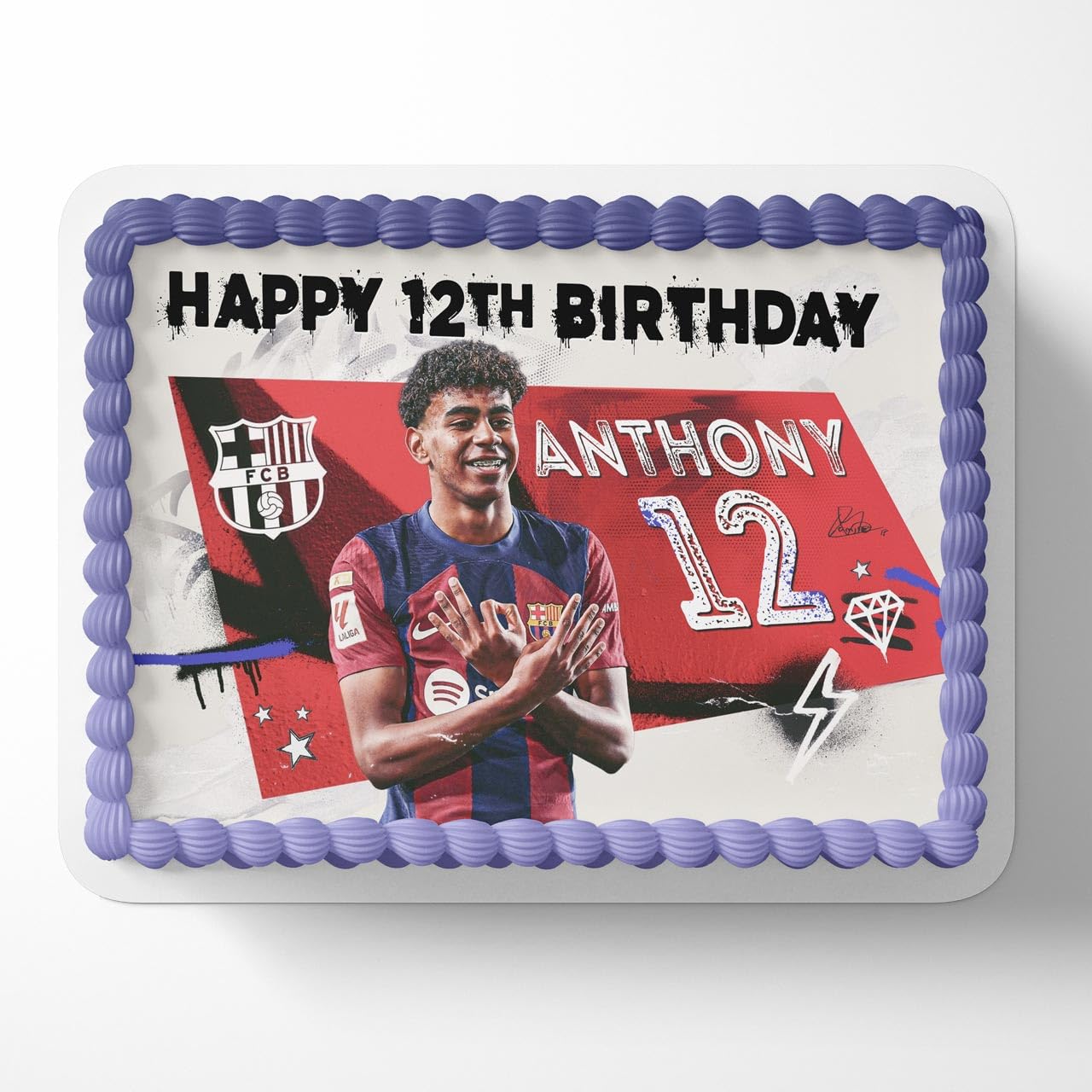 Barcelona Lamine Yamal Edible Cake Image Topper Birthday Cake 1/4 Sheet