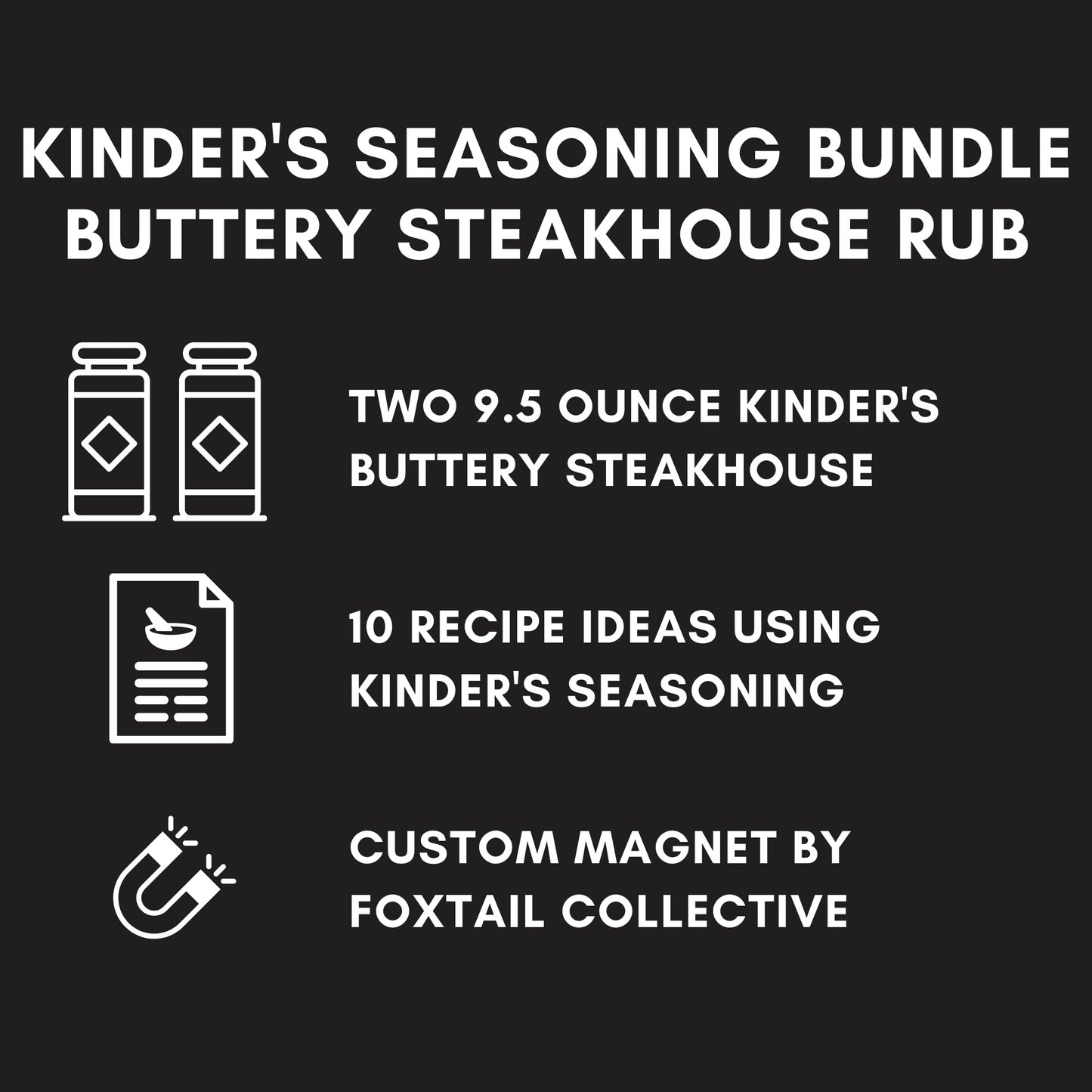 Kinder'S Buttery Steakhouse Duo: Two Xl 9.5Oz Bottles, Exclusive 10-Recipe Card Set + Premium Fridge Decal By Foxtail Collective