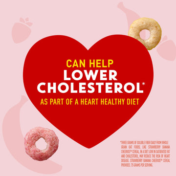 Strawberry Banana Flavored Cheerios Cereal, Limited Edition Happy Heart Shapes, Heart Healthy Cereal With Whole Grain Oats, Large Size, 14.9 Oz