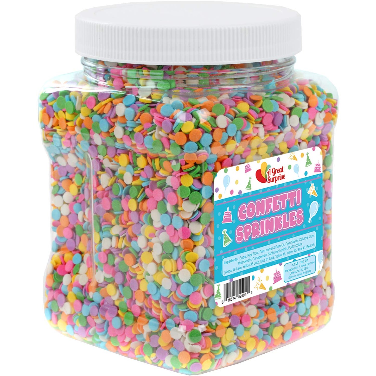 A Great Surprise Pastel Confetti Sprinkles - Pastel Easter Sprinkles - Bulk Toppings - 1.2 Lb - Ice Cream Sprinkles - Candy Quins