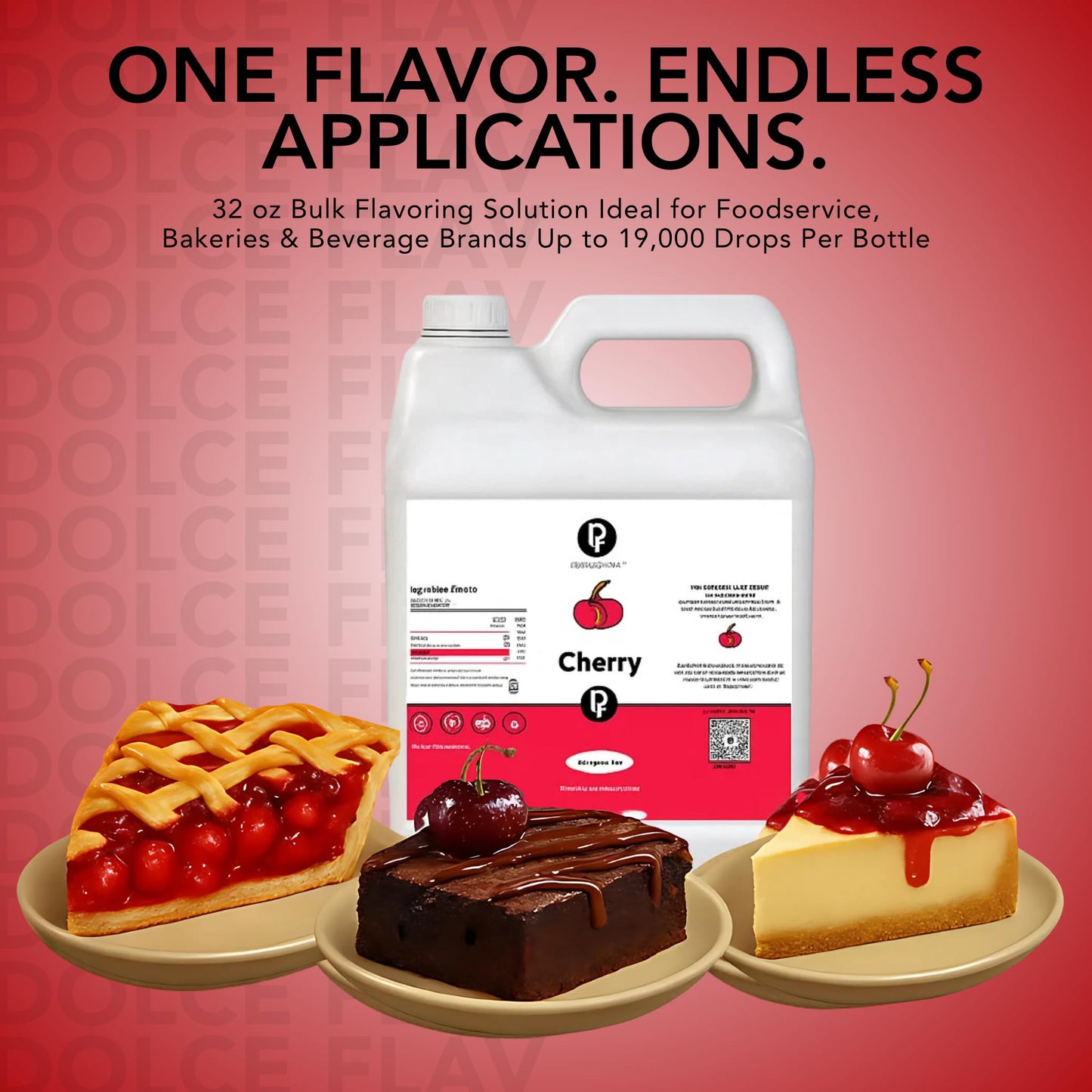 Dolce Flav Cherry Flavoring Oil – Premium Extract for Baked Goods & Confections – 32 oz.