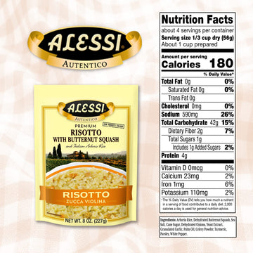 Alessi Autentico, Premium Seasoned Risotto, Italian Arborio Rice, Easy To Prepare, 8Oz (Butternut Squash, Pack Of 6)