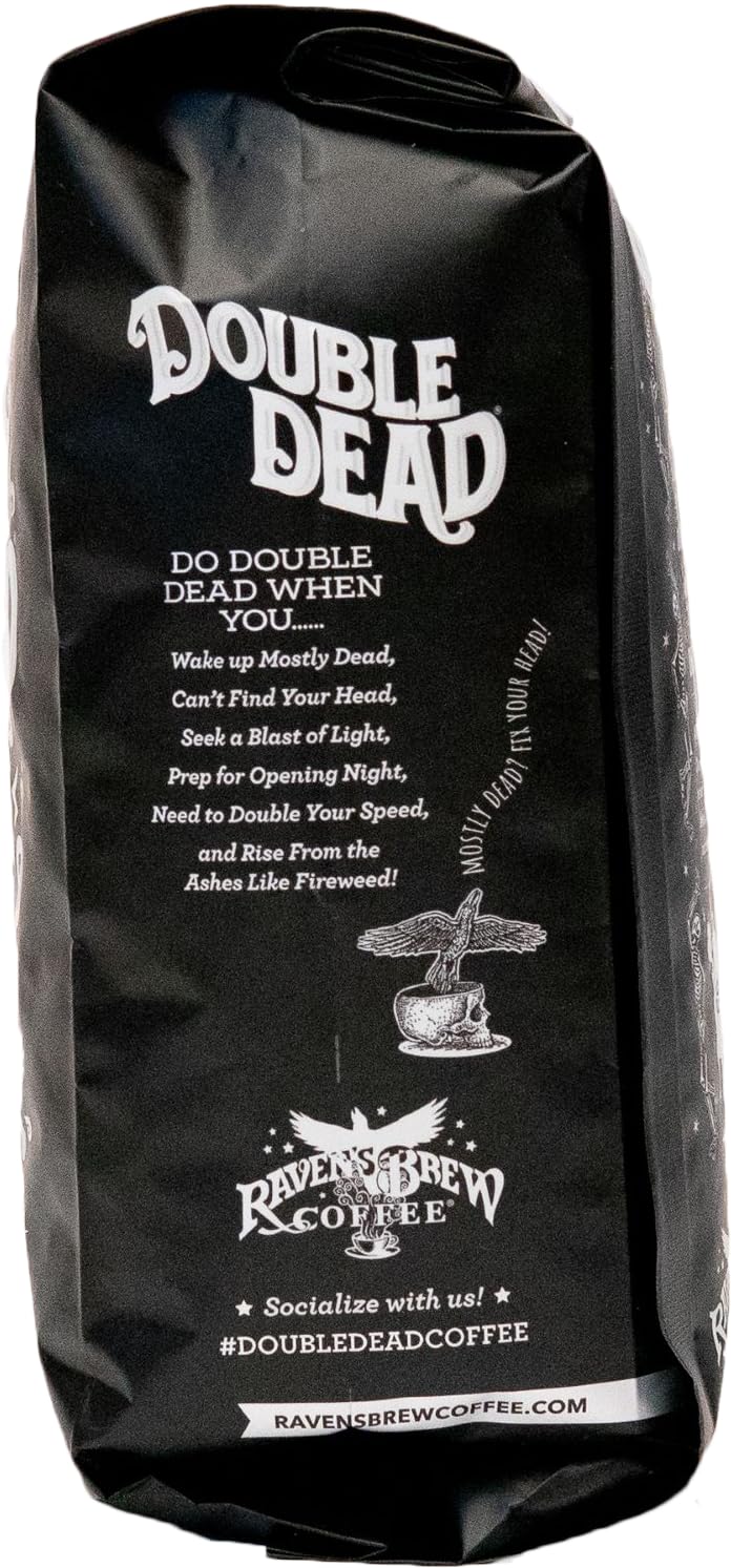 Ravens Brew Coffee Double Dead Dark Roast Whole Bean, High Caffeine, 32 oz (2 lb)