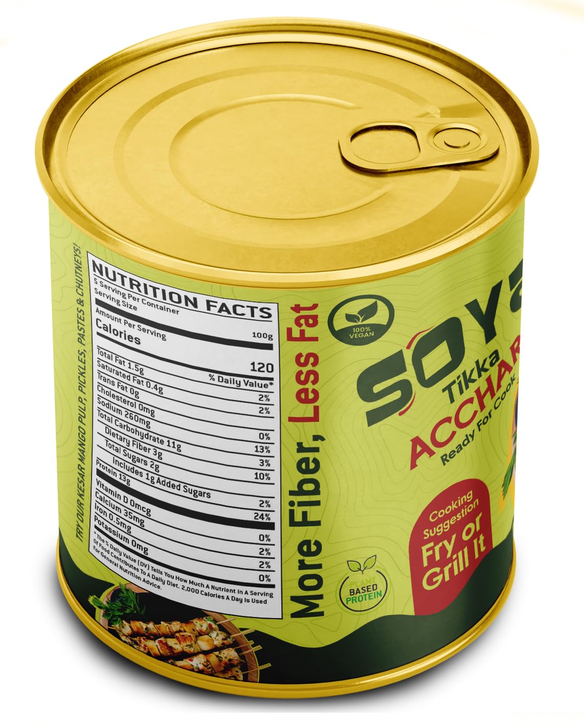 Rani Soya Tikka Achari 30Oz (1.875Lbs) 850G Ready For Cook ~ Easy Open Lid | All Natural | Vegan | No Colors | Non-Gmo | Kosher