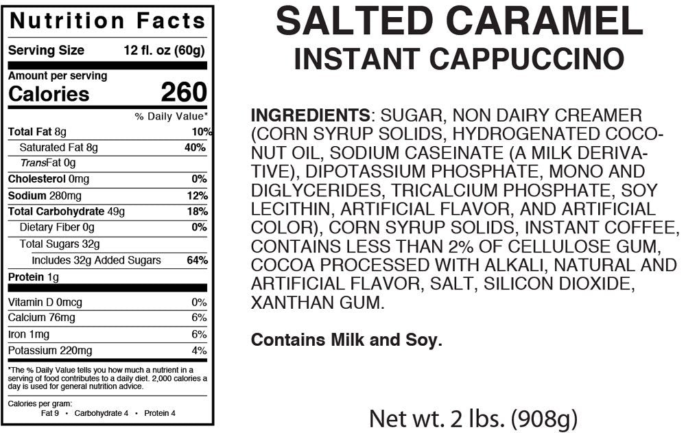 Cappuccino Supreme 2 Lb Bag Salted Caramel Instant Cappuccino Mix