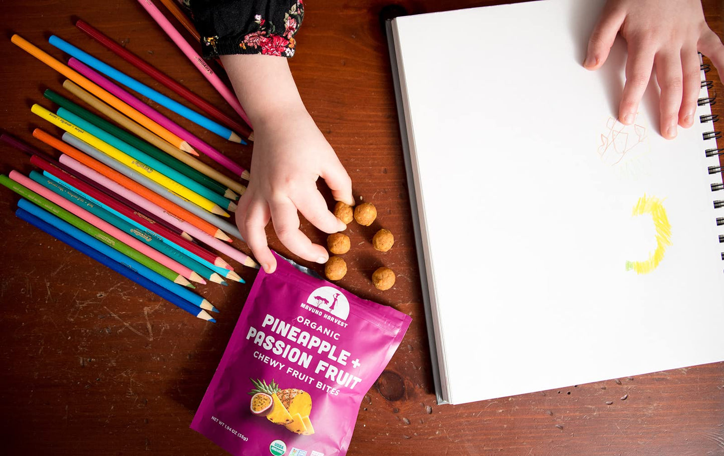 Mavuno Harvest Organic Fruit Snacks - Chewy Fruit Bites - Healthy Food For Kids & Adults - Ethically Sourced, Non-Gmo, No Preservatives - Pineapple & Passionfruit - 1.94-Oz. Snack Packs, Pack Of 8