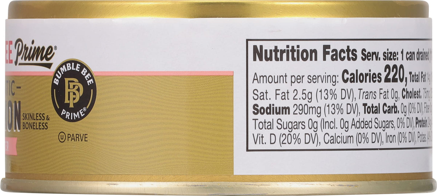 Bumble Bee Prime Atlantic Salmon, 5 Oz Cans (Pack Of 12) - Premium Salmon - 23G Protein Per Serving - Gluten Free & Kosher