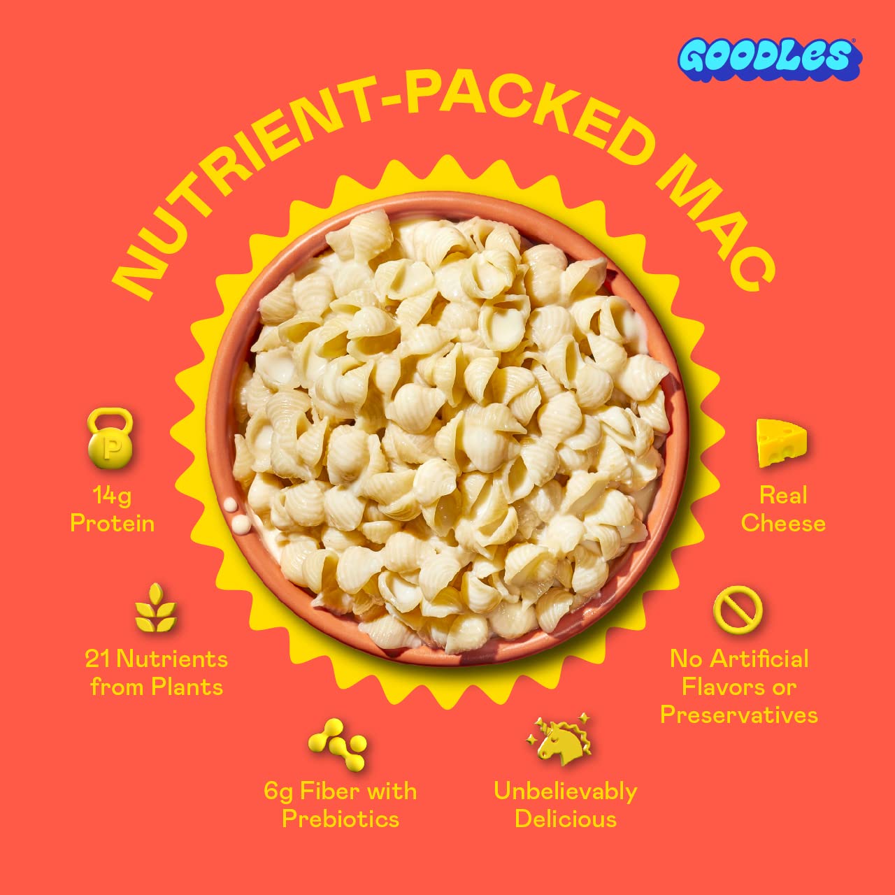 Goodles Shella Good Aged White Cheddar And Shells Pasta - Nutrient Packed With Real Cheese, Fiber, Protein, Prebiotics, Plants,