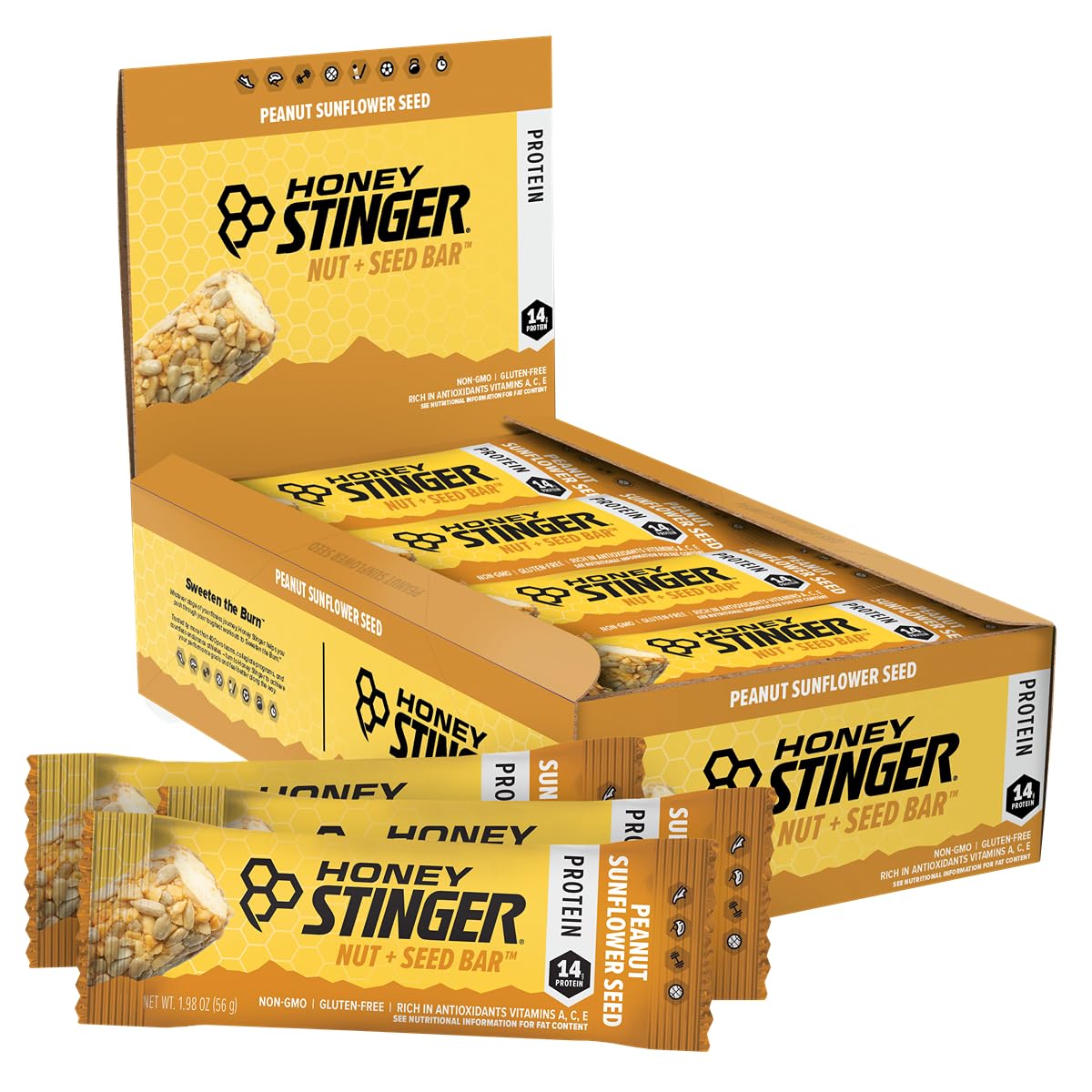 Honey Stinger Nut + Seed Bar | Peanut Sunflower Seed | Protein Packed Food for Exercise, Endurance and Performance and Recovery