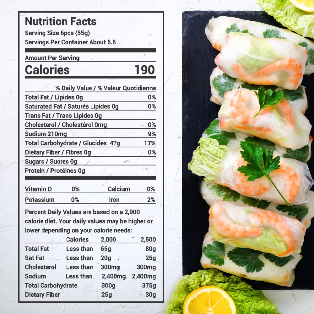 ASIADELI Rice Paper - Premium Vietnamese Spring Roll Wrapper, 30-32 Sheets, 10.5 oz, Round 22cm, Pack of 1 Bag