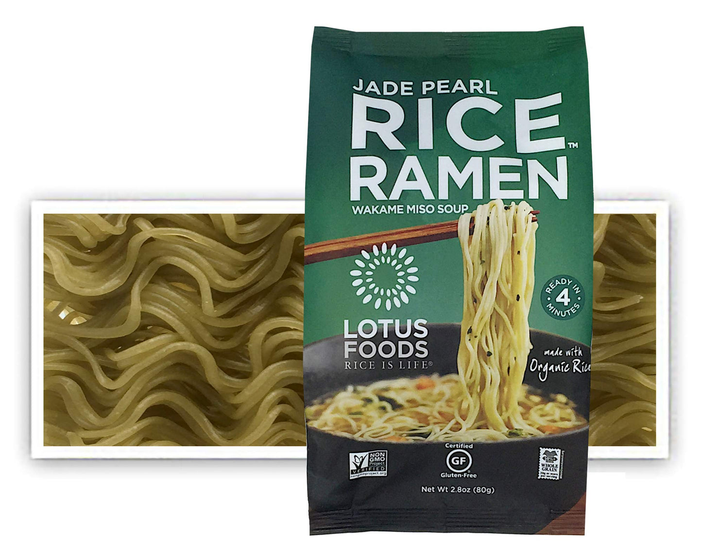 Lotus Foods Jade Pearl Organic Rice Ramen Noodles With Miso Soup - Gluten Free Ramen Noodles Vegan Ramen Noodles Organic Ramen Rice Noodles - 2.8 Oz Bags (Pack of 10)
