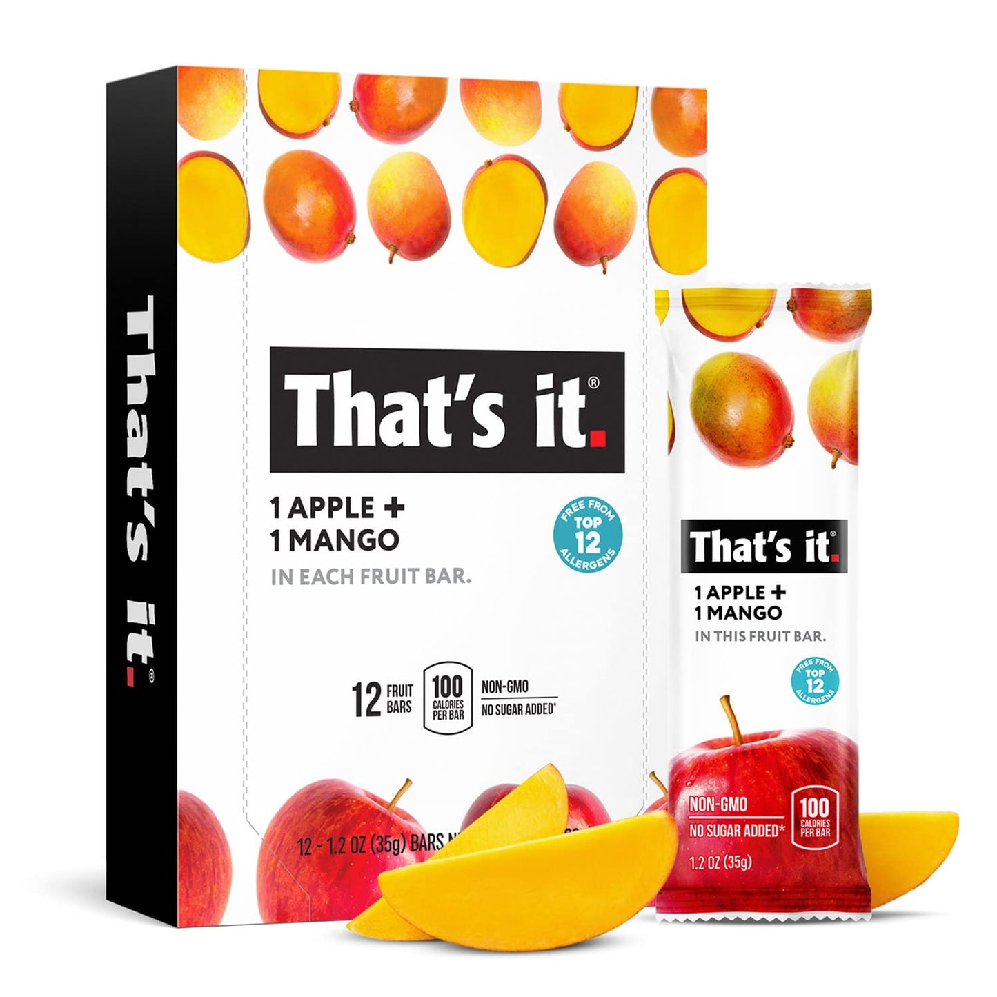 Thats it. Apple + Mango 100% Natural Real Fruit Bar, Best High Fiber Vegan, Gluten Free Healthy Snack, Paleo for Children & Adu
