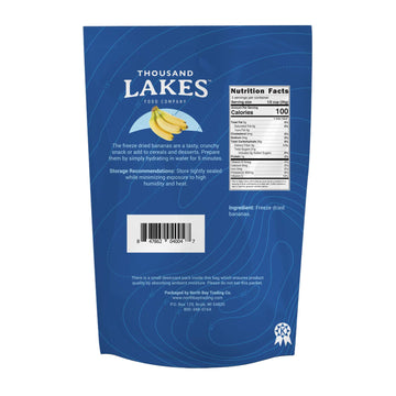 Thousand Lakes Freeze Dried Fruit - Sliced Bananas 2-Pack 3.2 Ounces (6.4 Ounces Total) | No Sugar Added | No Oils Or Fat | 100%