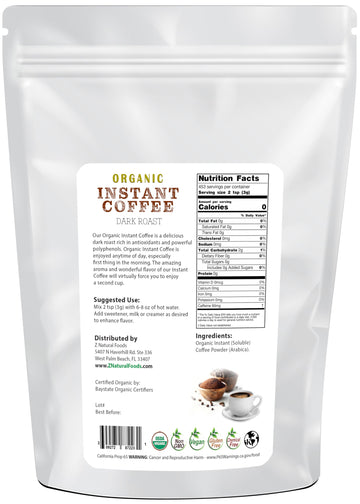 Organic Instant Coffee Powder, Dark Roast Delight, Rich In Immune-Supporting Antioxidants, Boosts Mood, Energy, And Memory, Enjo