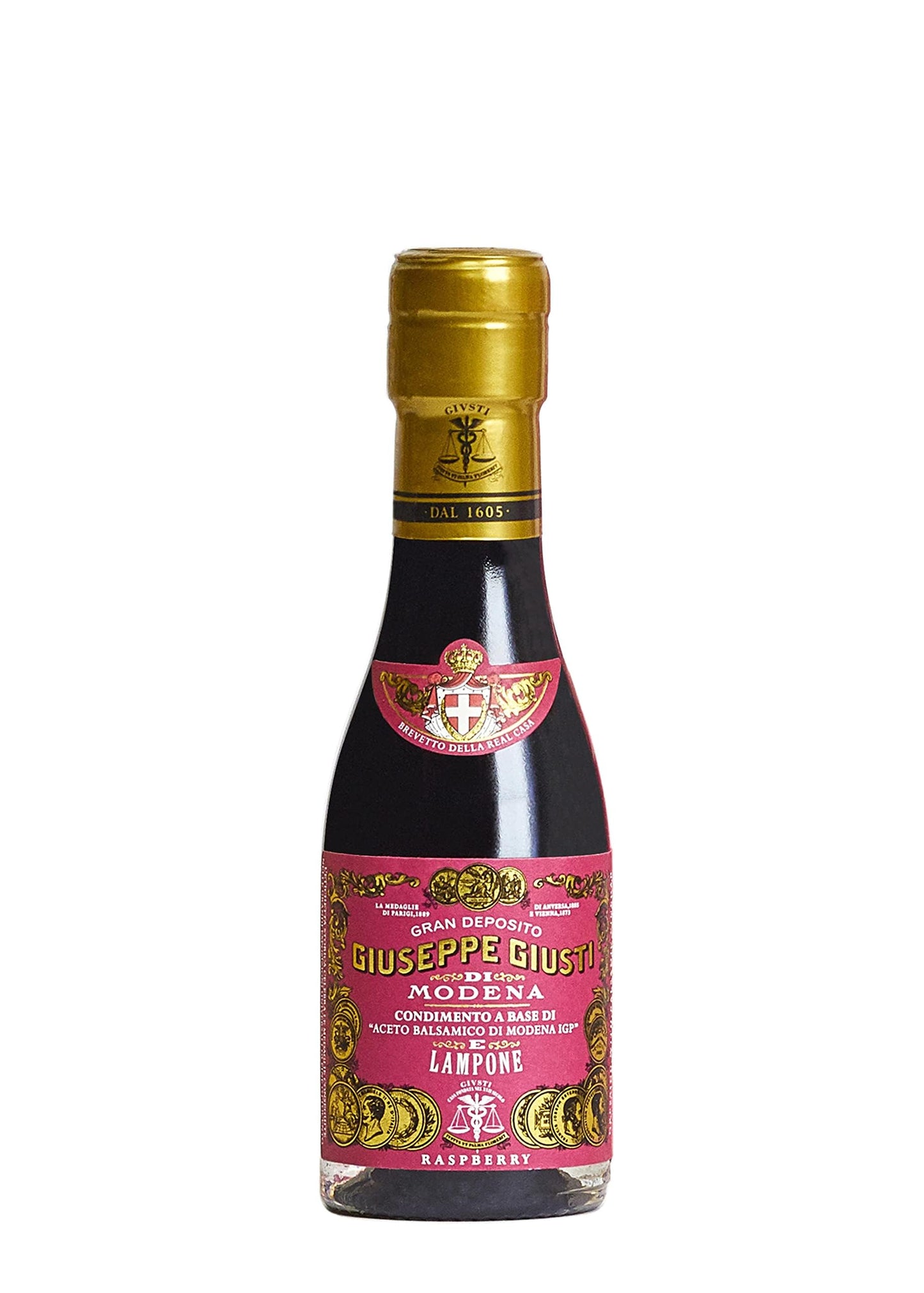 Giusti Balsamic Vinegar Dressing with Raspberry - 100ml (3.38 Fl Oz) - Black