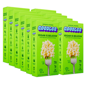 Goodles Vegan Is Believin Mac & Cheese 12-Pack, 5.25Oz - 12G Protein, 7G Fiber With Prebiotics, 21 Nutrients - Kosher Certified