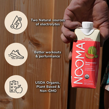 NOOMA Organic Electrolyte Sports Drink | Watermelon Lime | 16.9 Fl Oz (Pack of 12) | No Added Sugar, 30 Calories