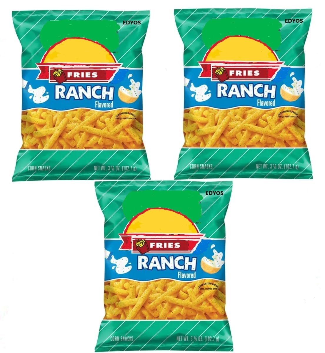 Fries Ranch Flavored - 3.125 oz. Bag - Family Pack - 3 Pack