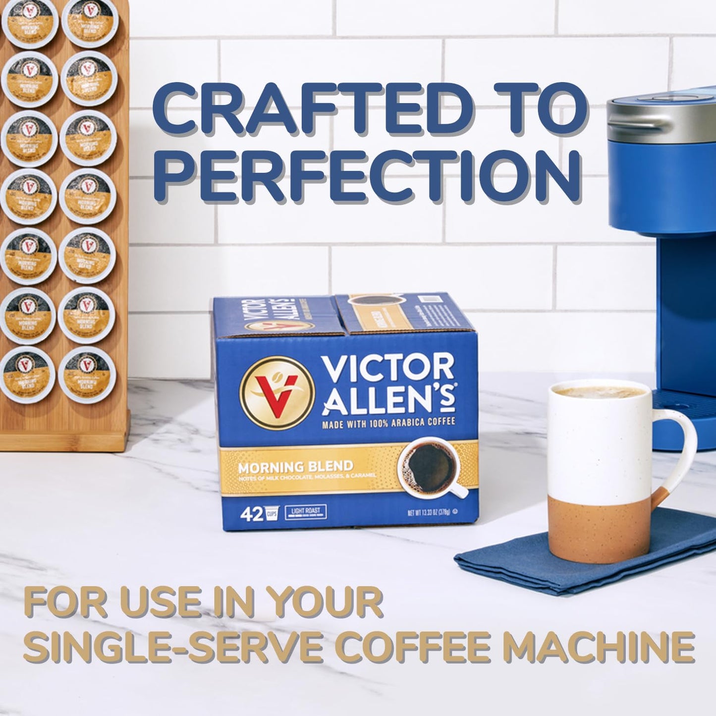 Victor Allens Coffee Variety Pack, 96 Count Single Serve Pods for Keurig, Includes Seattle Dark, New York Select, Chicago Blend, Brown