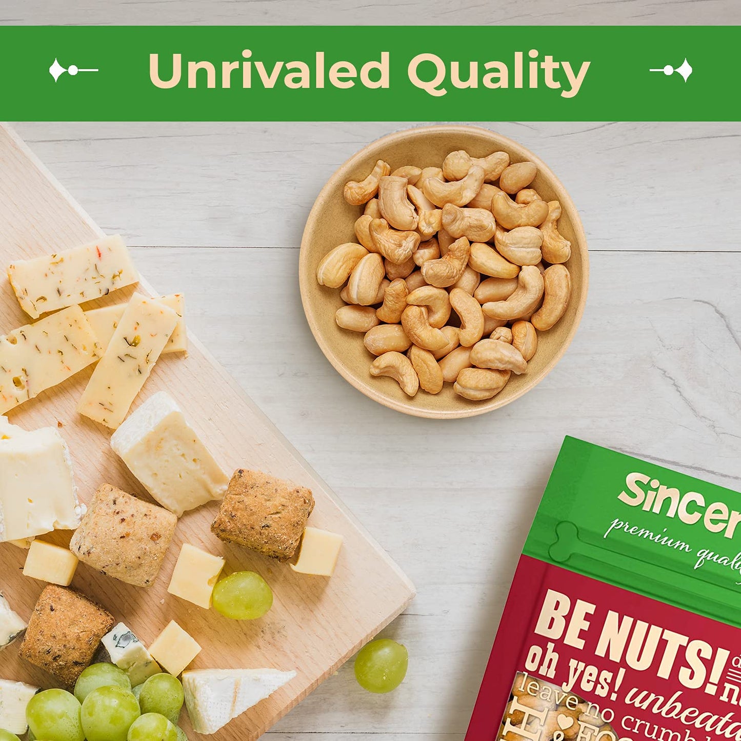 Sincerely Nuts – Whole Cashews - Roasted And Unsalted | High In Protein Everyday Healthy Snack - Rich In Nutrients |Vegan, Keto & Kosher | Gourmet Quality Vegan Cashew 1(Lb)