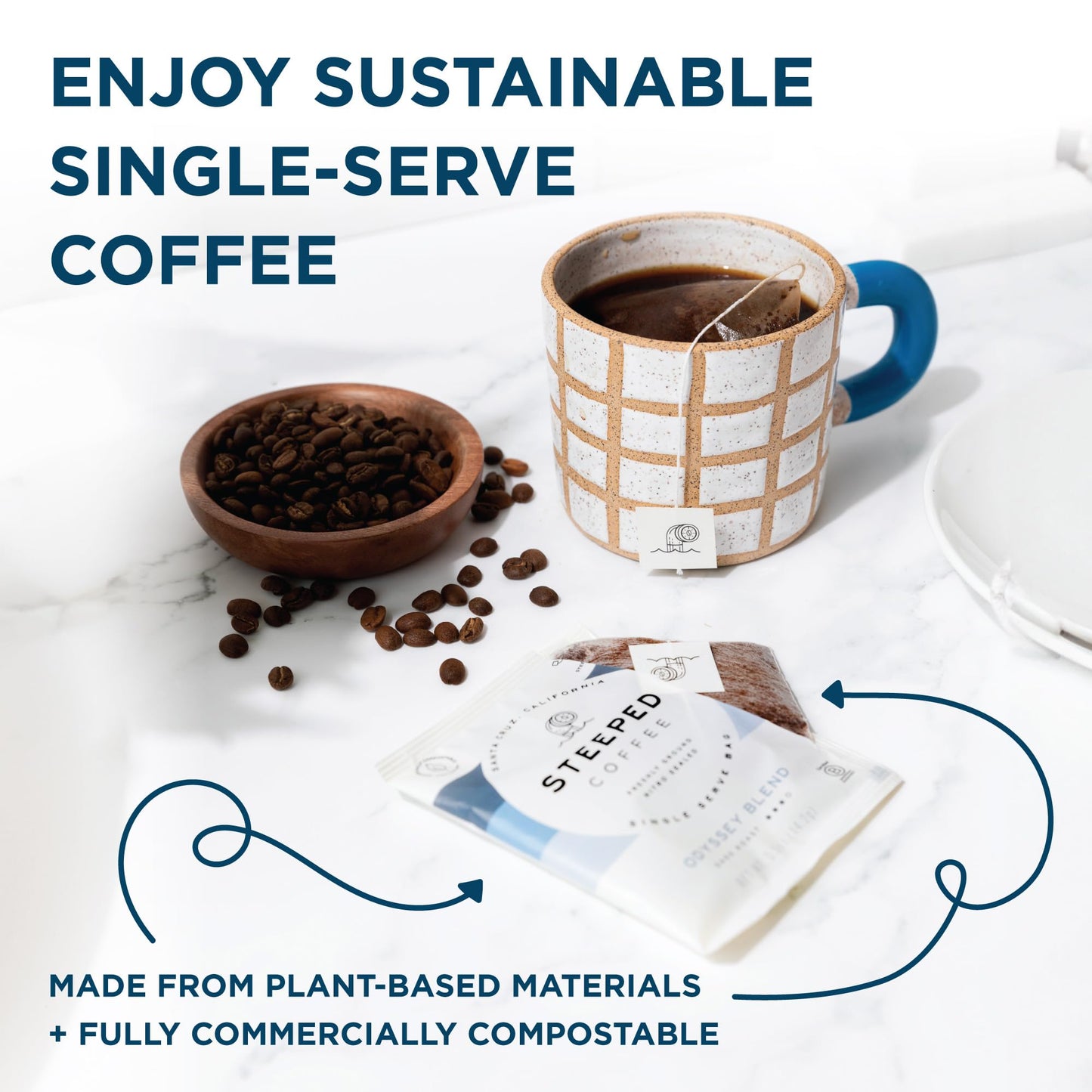 Steeped Coffee Tea Bags - Single Serve Coffee Pouches - Eco-Friendly, Hand Roasted & Freshly Ground - Brewed In Minutes, Just Ad