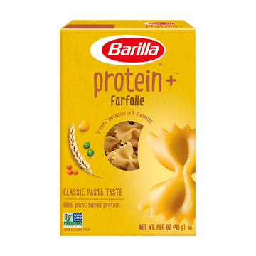 BARILLA Protein+ (Plus) Farfalle Pasta, 14.5 Ounce (Pack of 12) - plant based pasta - Made from Lentils, Chickpeas & Peas - Non-