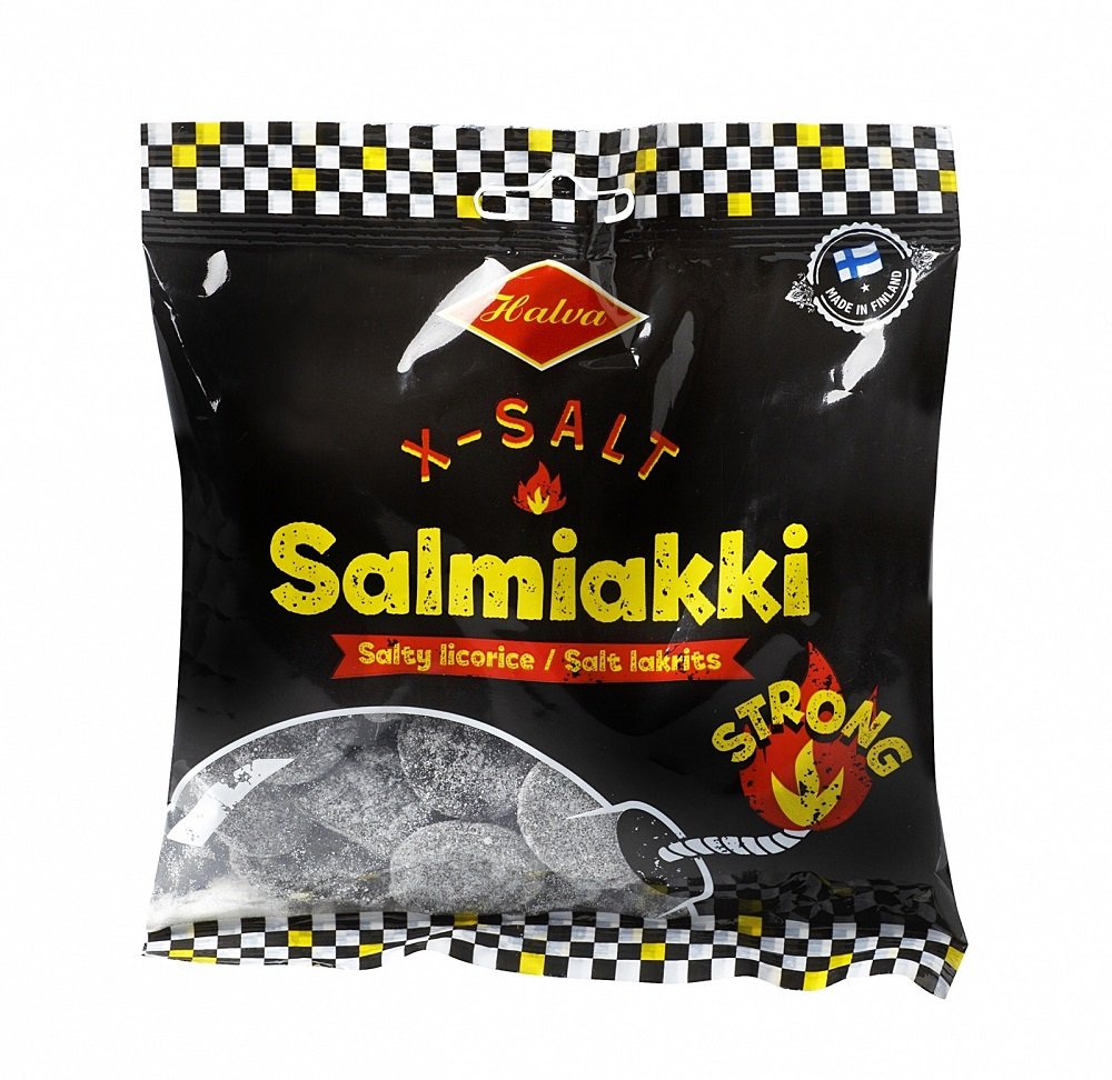 Halva Salty Licorice Candies - 2 Bags x 120g - Fresh & Strong - Black