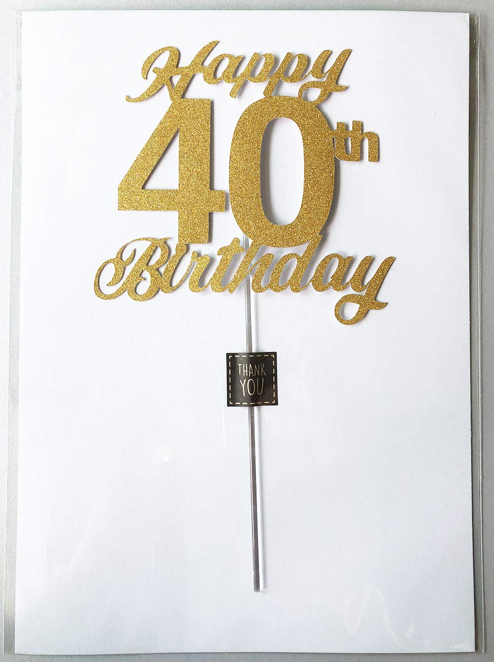 40Th Birthday Cake Topper, 40Th Happy Birthday Party Decoration With Premium Gold Glitter