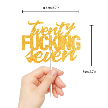 LINGBOOM Gold Glitter Cake Toppers for 27th Birthday Party Decorations, 27 Size, Anniversary Supplies