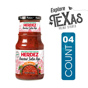 Herdez - Lavinia Essentials Bundle: 4-Pack of Salsa Roasted Roja Medium 16oz Glass Bottle + 1 Utility Prop