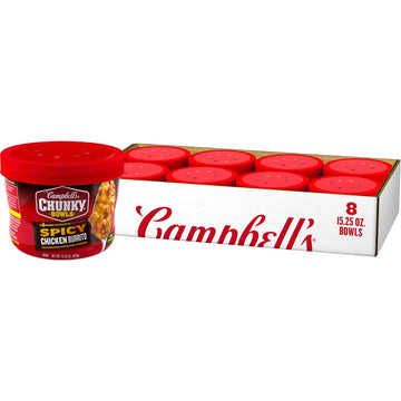 Campbell's Chunky Soup, Spicy Chicken Burrito Soup, 15.25 oz Microwaveable Bowl (Case of 8)
