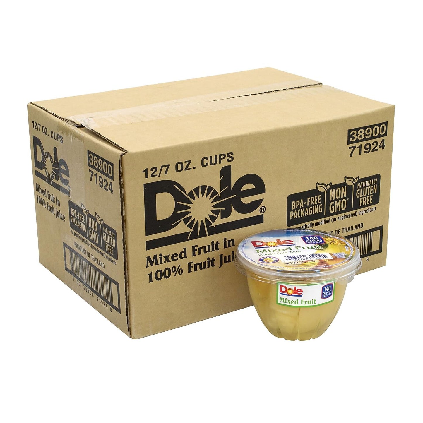 Dole Fruit Bowls Mixed Fruit In 100% Juice Snacks, 7Oz 12 Total Cups, Gluten & Dairy Free, Bulk Lunch Snacks For Kids & Adults